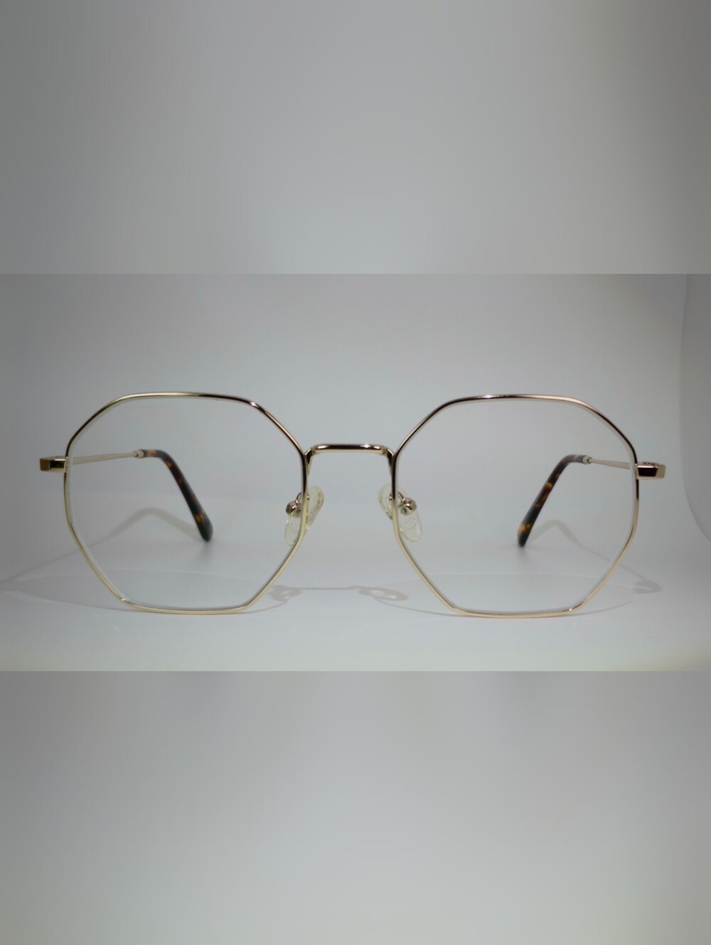 Octave. Gold Geometric Eight Sided Wireframe Women’s Eyeglasses.
